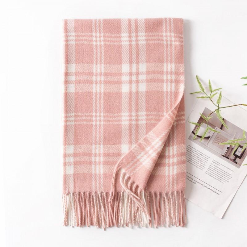 Soft Faux Cashmere Scarf With Fringe Plaid Wrap Women Winter Warm Stylish Accessory
