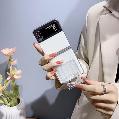 Чехол для Samsung Galaxy Z Flip 4 Zflip 3, ультратонкий прозрачный выдвижной кронштейн, складной противоударный жесткий чехол, аксессуары