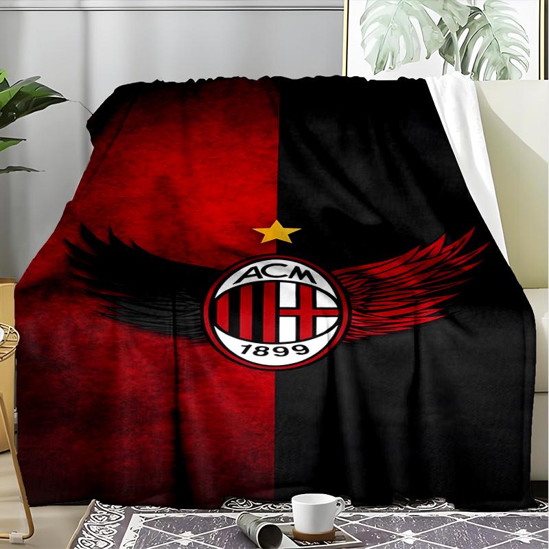1PC Ac Milan Printed Soft Flannel Blanket Throw for Adult Bedroom Living Room Sofa Camping Travel Fan gifts Christmas Gifts