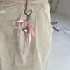 Imitation Pearl Bow Key Ring Ribbon Beaded Keychain Korean Style Hanging Accessories Y2K Heart Bag Pendant School