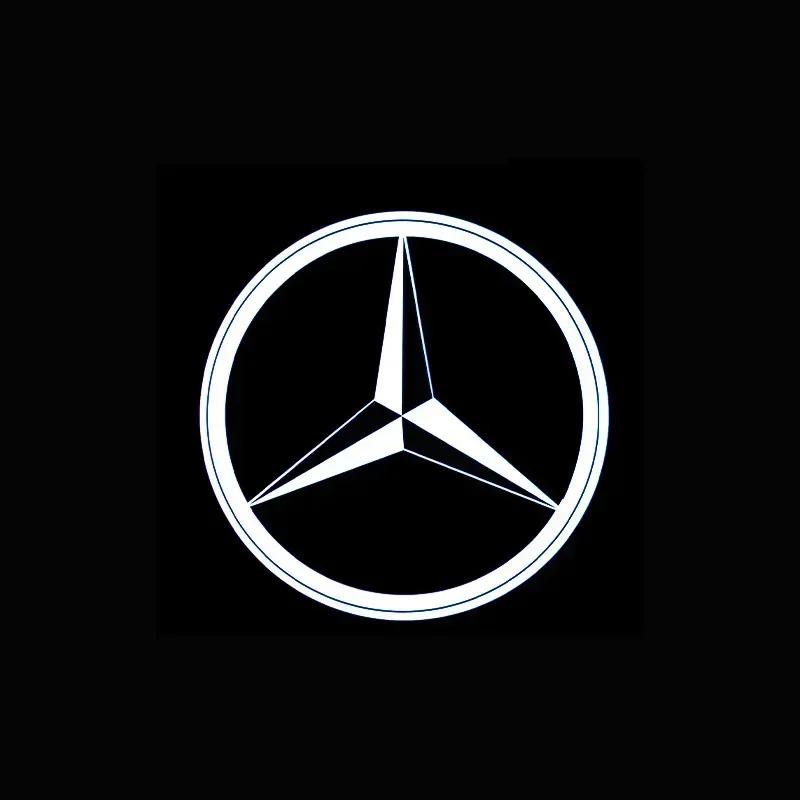 C200 E200 New 2025 For Mercedes Benz 2PCS/Set Car Door Light Laser Logo Decor Project Ghost Lamp Mercedes Benz A B C M ML GLA GL