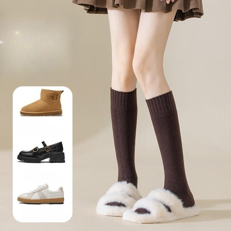 High-content Cashmere Calf Socks for Women, Long Autumn and Winter Wool Socks, Thickened with Cashmere, Comfortable and Warm Sleep Socks