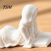 Artistic Desk Decoration Reading Girl Figurine, 3D Printed Lying on Her Stomach Small Statue for Bookshelves Sculpture, Elegant Woman Home Office