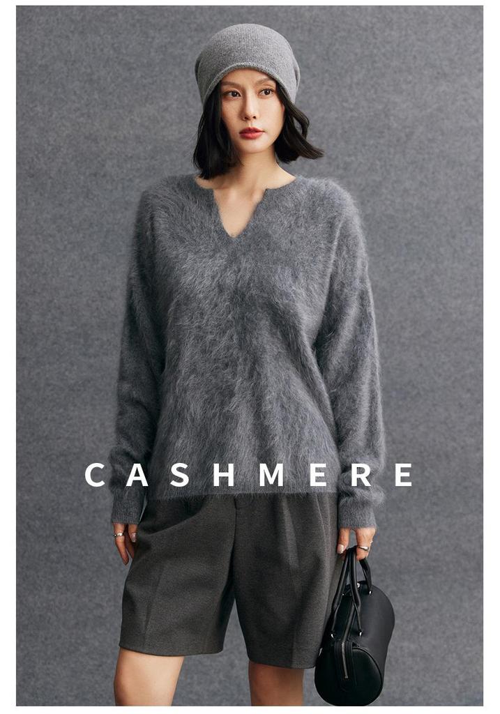 Women's Thickened Cashmere V-Neck Sweater - Autumn/Winter Knitwear