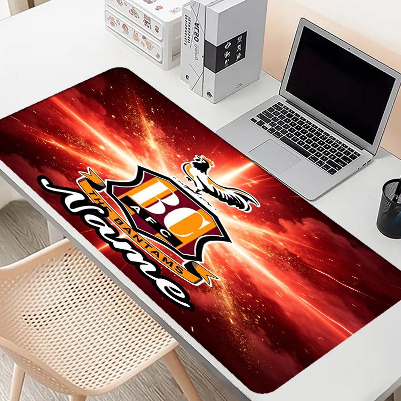 Custom Name Personalized Bradford City AFC Pattern Mousepad, Laptop PC Desk Mat, Decorative Desk Mat for Home Keyboard Pad Gift