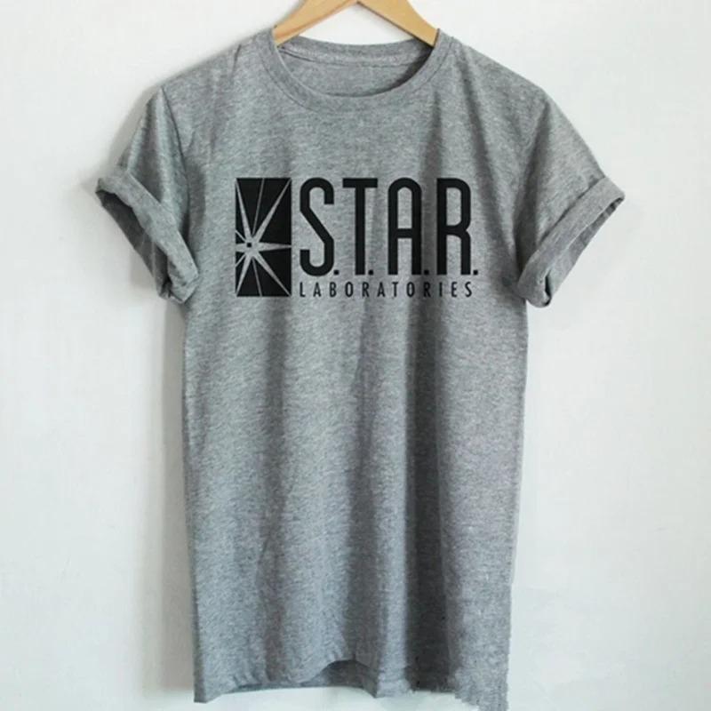 Флэш DC Barry Allen Laboratories Star Labs с буквенным принтом женская футболка Повседневная хлопковая забавная рубашка футболка в стиле Харадзюку футболка топ
