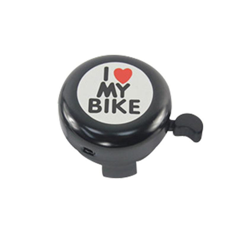 RTS Hot Sale Small Lovely Bicycle Bell I Love My Bike Logo Clear Volume Rich Color Safe Travel Bike Horn
