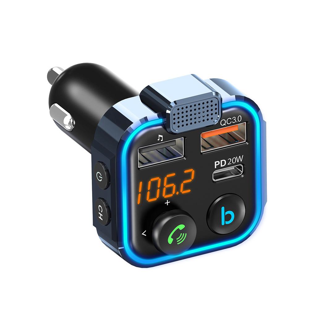 Bluetooth 5.0 FM-передатчик Hands-free Call Car AUX Радио Модулятор MP3-плеер с QC3.0 и адаптером быстрой зарядки PD20W 12-24 В