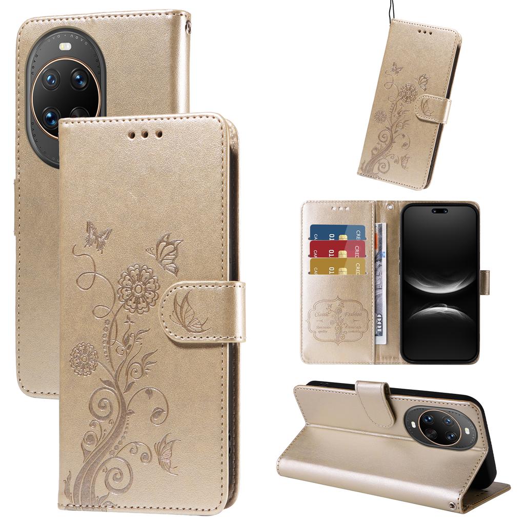 For Huawei Nova 14 Ultra 5G Leather Case Butterfly Floral Imprint Wallet Stand Cover
