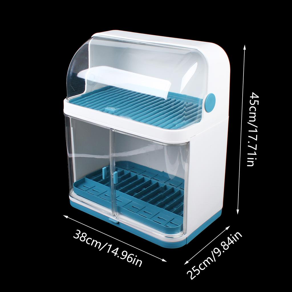 2-уровневая сушилка для посуды с крышкой, сушилка для посуды, съемный поддон для сбора капель, сушилка для посуды, органайзер для хранения