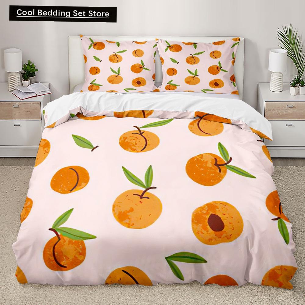 Cartoon Fruit King Queen Duvet Cover Summer Tropical Fruit Bedding Set for Boy Girl Banana Pear Red 2/3pcs Polyester Quilt Cover