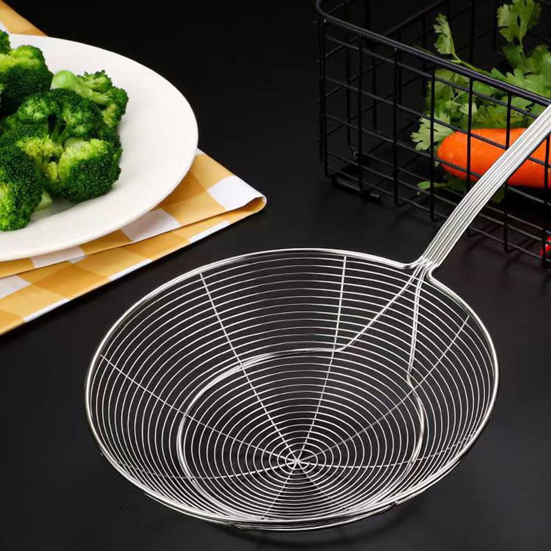 Skimmer Slotted Spoon Stainless Steel Heat-Resistant Handle Fryer Basket Skimming Ladle Cooking Skimmers Round Frying Colander