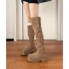 2025 New Thick-soled High-knee Boots Suede Two Wear Retro Versatile Soft Leather Knight Boots Boots Women