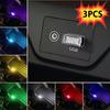 3x USB LED Lights Car Interior Neon Atmosphere Ambient Lamp Bulb Accessories