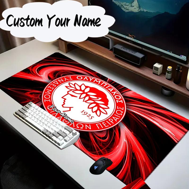 Custom Name Mouse pad Olympiacos Fc Team Crest Mouse Pad Desk Mat, Non-Slip Rubber Backer Pad For Computer Notebook Gaming Mouse Pad Birthday Gift