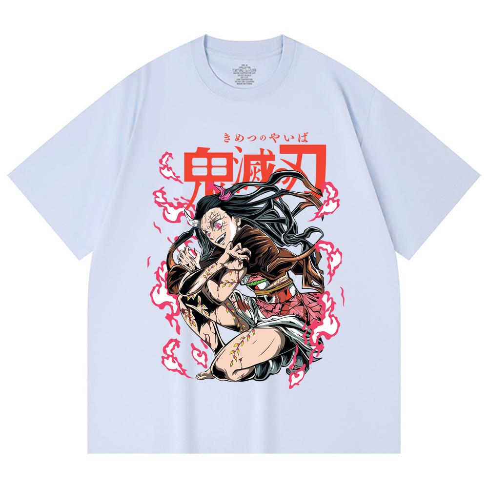 230 Gsm 100% Cotton Demon Slayer V71 Nezuko Demon Print Unisex Heavy Cotton T Shirt