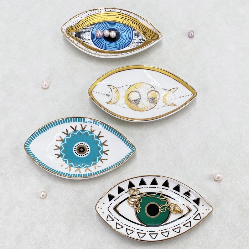 Oval Decorative Plate Eye Shape Dessert Plate Desktop Organizer Plate Jewelry Tray  Gift