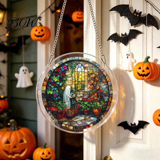 Stained Glass Puzzle Decoration Halloween Acrylic Jigsaw Suncatcher, Style DIY Sun Durable Pieces Catcher Puzzles, Gothic Window Hanging Ornament