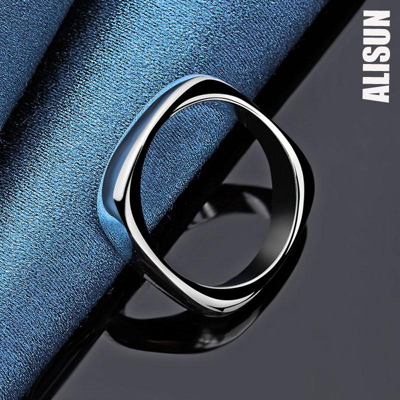 Квадратное круглое кольцо из стерлингового серебра 925 пробы, модные свадебные украшения