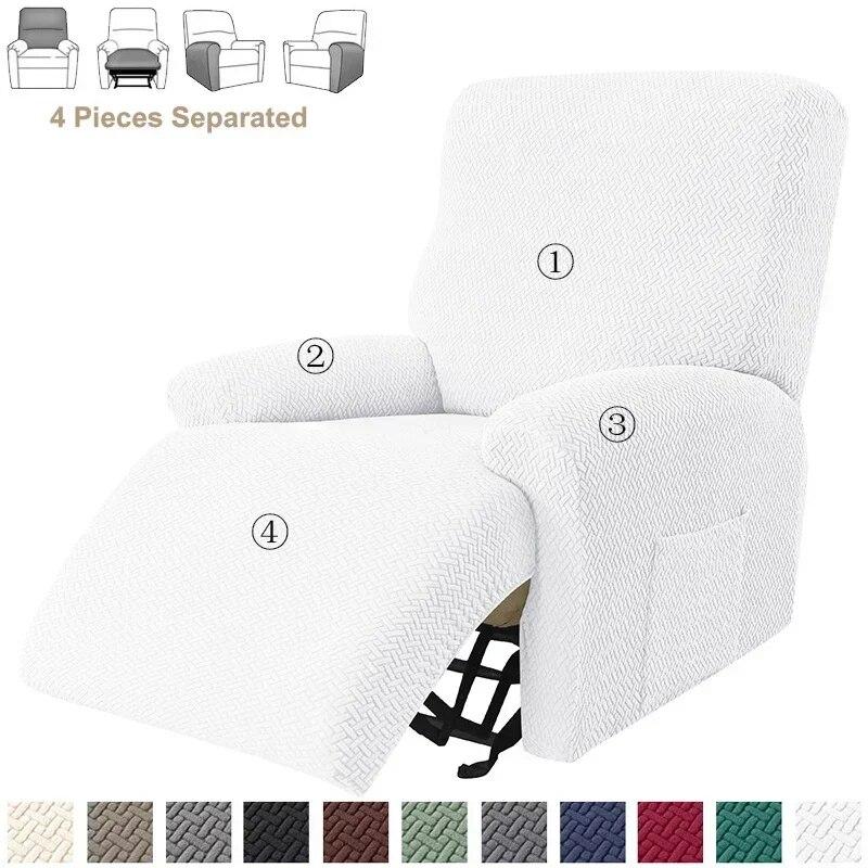 1/2/3 Seater Jacquard Recliner Sofa Cover Stretch Solid Color Armchair Covers Living Room Lazy Boy Couch Slipcovers Funda Sofa