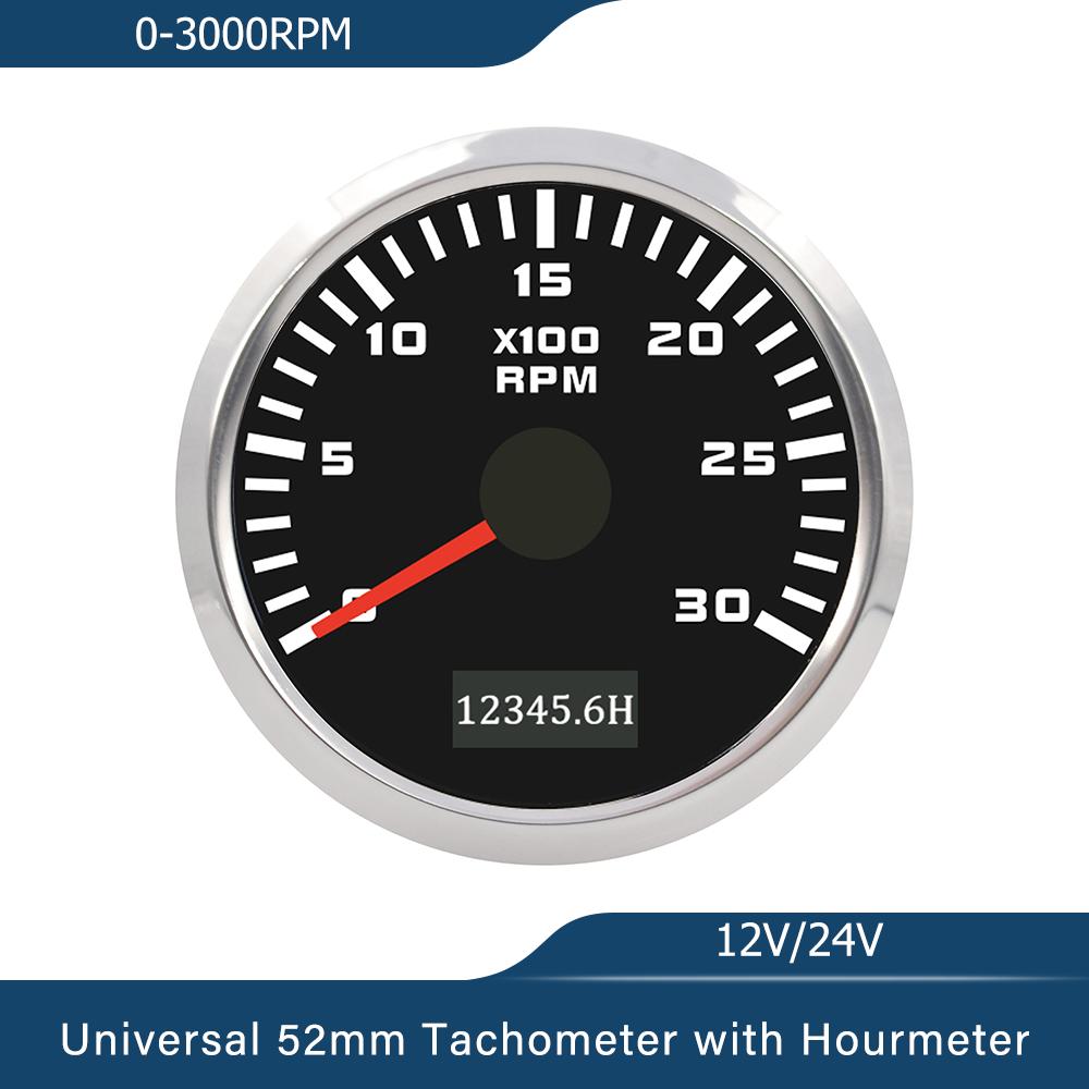 New Universal 52mm Tachometer RPM Meter 0-3000RPM 4000RPM 6000RPM 7000RPM 8000RPM with Backlight 9-30V for Car Boat Yacht