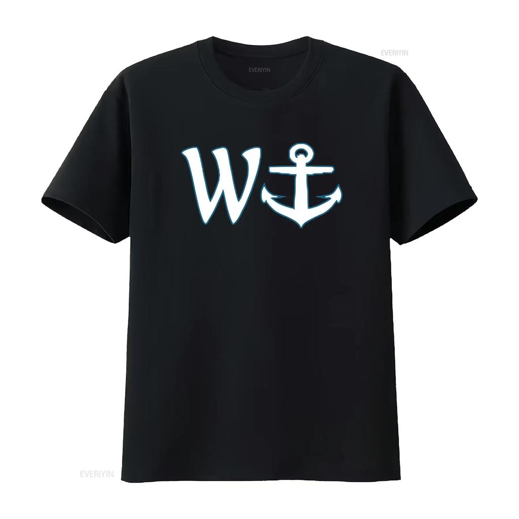 Wanker T Shirt W and Anchor Design Funny Stylish for All vintage Washed Top For Everyday Wear streetwear Unisex fashion