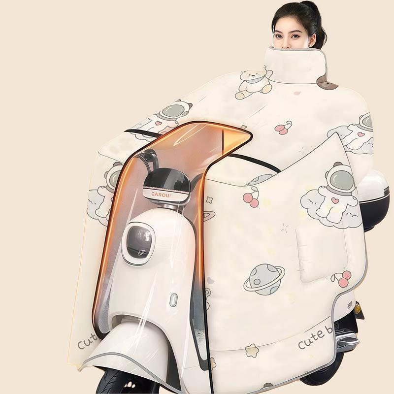 Зимний ветрозащитный очень длинный теплый плащ для электромобиля с полной защитой плеч и шеи