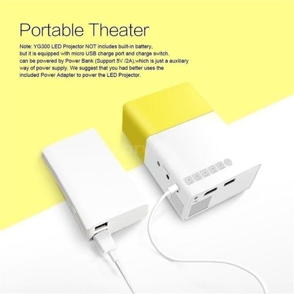 HD 1080P Mini Video Projector LED Home Theater Projector Supports Smart Phones, Laptops and AV, USB, SD Card, HDMI Interfaces, for Home Entertainment