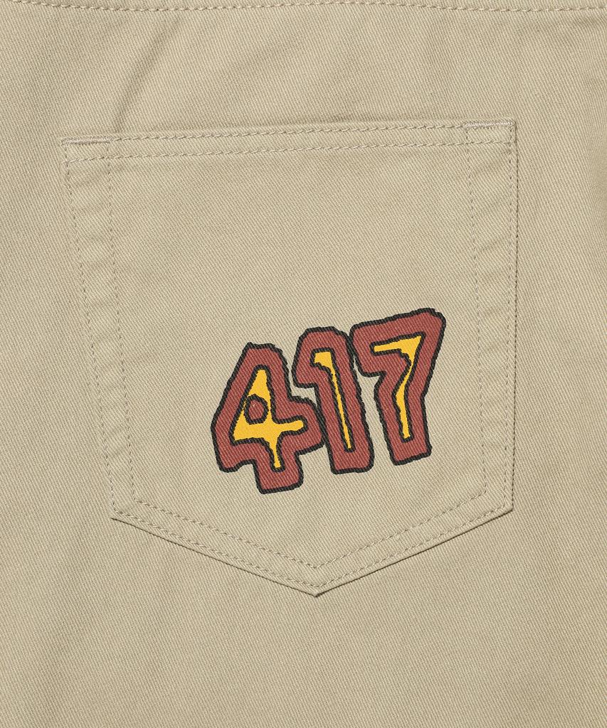 WACKY WILLY Straight Graphic Denim Pants Beige