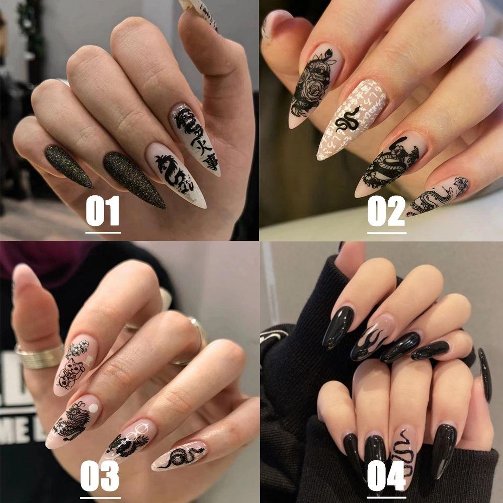 Women Fashion Manicure Tool Full Cover Wearable Nail Tips Almond False Nails French Fake Nails