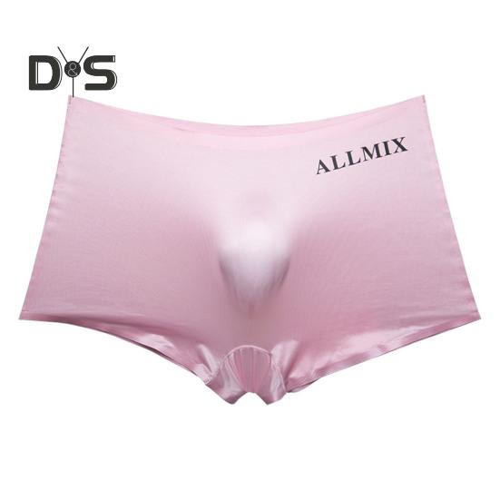 Men 3D U-Convex Shorts Briefs Mid-rise Elastic Waistband Letter Print Underwear Ice Silk Fabric Translucent Underpants