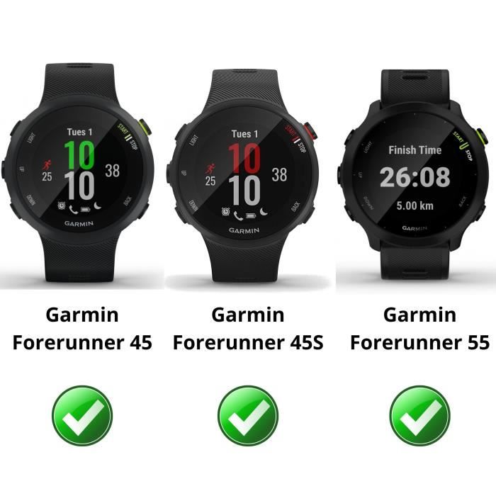 Закаленное стекло для Garmin Forerunner 55 - Forerunner 45 - Forerunner 45S [Набор из 2 штук] Защитная пленка для экрана часов Защита от царапин Phonillico®