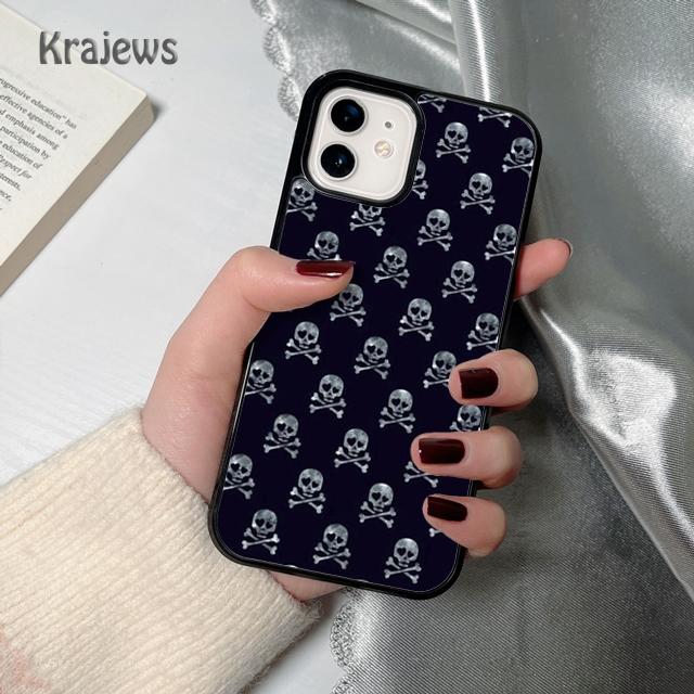 Krajews Черепа Кости Скелет Мягкий Чехол-Накладка Для iPhone 17 Air 16 15 14 plus 12 13 pro max coque Fundas