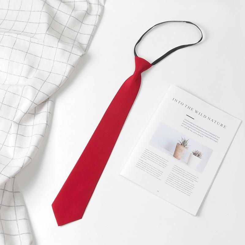 Tie Men's Formal Business 8cm Pure Plain Lazy Zipper Tie