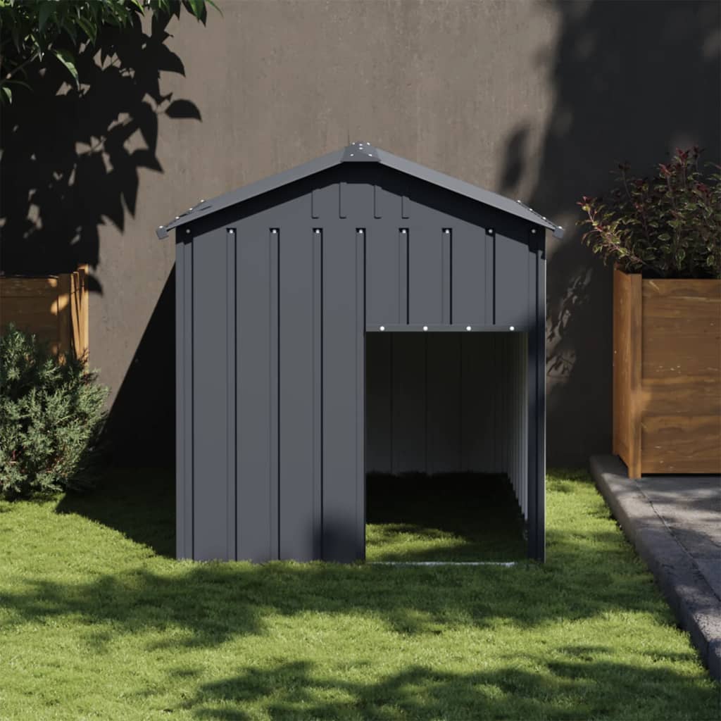 Dog Kennel with Roof Anthracite Grey 117 x 153 x 123 cm Galvanized Steel