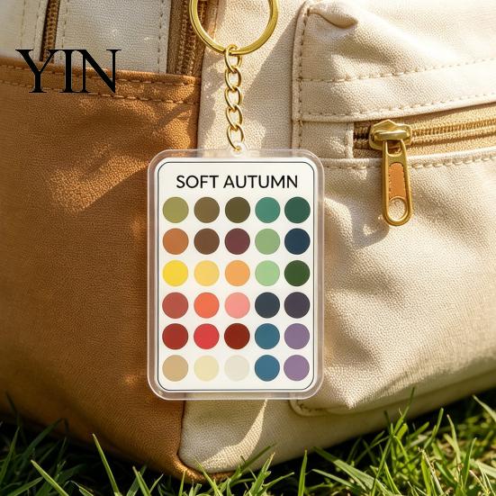 Makeup Color Guide 2Pcs Palette Keychain Pendant, Clear Acrylic Season Analysis Swatches Outfit Reference Keychain, Card, Gifts for Fashion Lovers