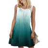 Ladies Fashion Summer Gradient Print Dress Loose Beach Vacation Casual Sleeveless Sundress
