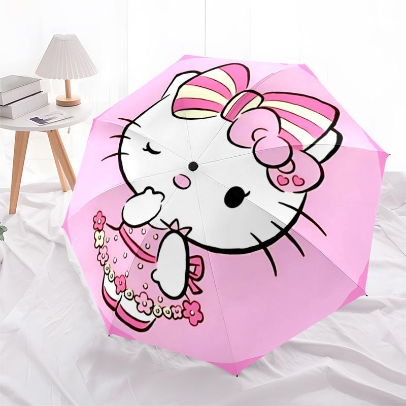 1 шт. Автоматический складной зонт Hello Kitty, портативная складная конструкция, 8-реберный железный каркас, всесезонный повседневный уличный аксессуар на Рождество, день рождения