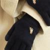 SNOOZY Yellow Embroidered Wool Knit Gloves Navy