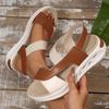 Модные летние 2025 повседневные сандалии на толстой платформе, женские туфли для пляжа с ремешком и открытым носком, для улицы, из ПУ кожи, резиновая подошва