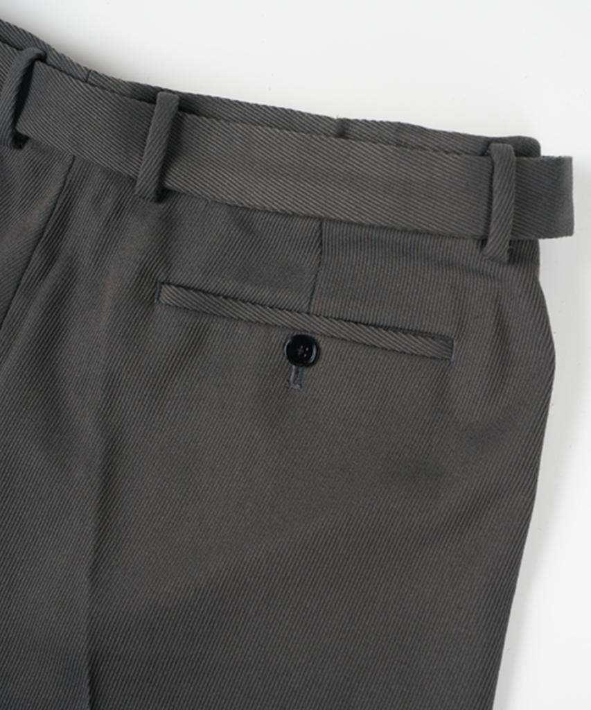 BIRBANTE Twill Belted Set-Up Slacks - Gray