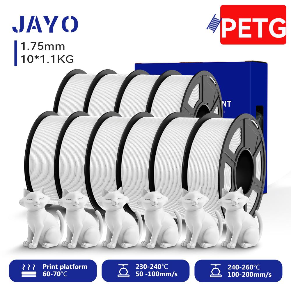 JAYO 10 Rolls 3D Printer PLA/PETG/PLA+/HS PETG/PLA Matte/PLA Meta Filament 1.75mm 3D Printing Materials for 99% 3D FDM Printer