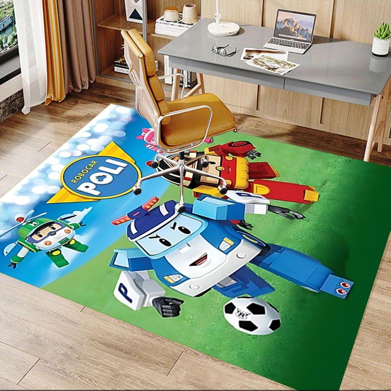 1 шт. Ковер Robocar Poli для приключений в игровой комнате, спальне, гостиной, на диване, декор для дома, детский коврик для игровой зоны, нескользящий коврик для пола Y730153