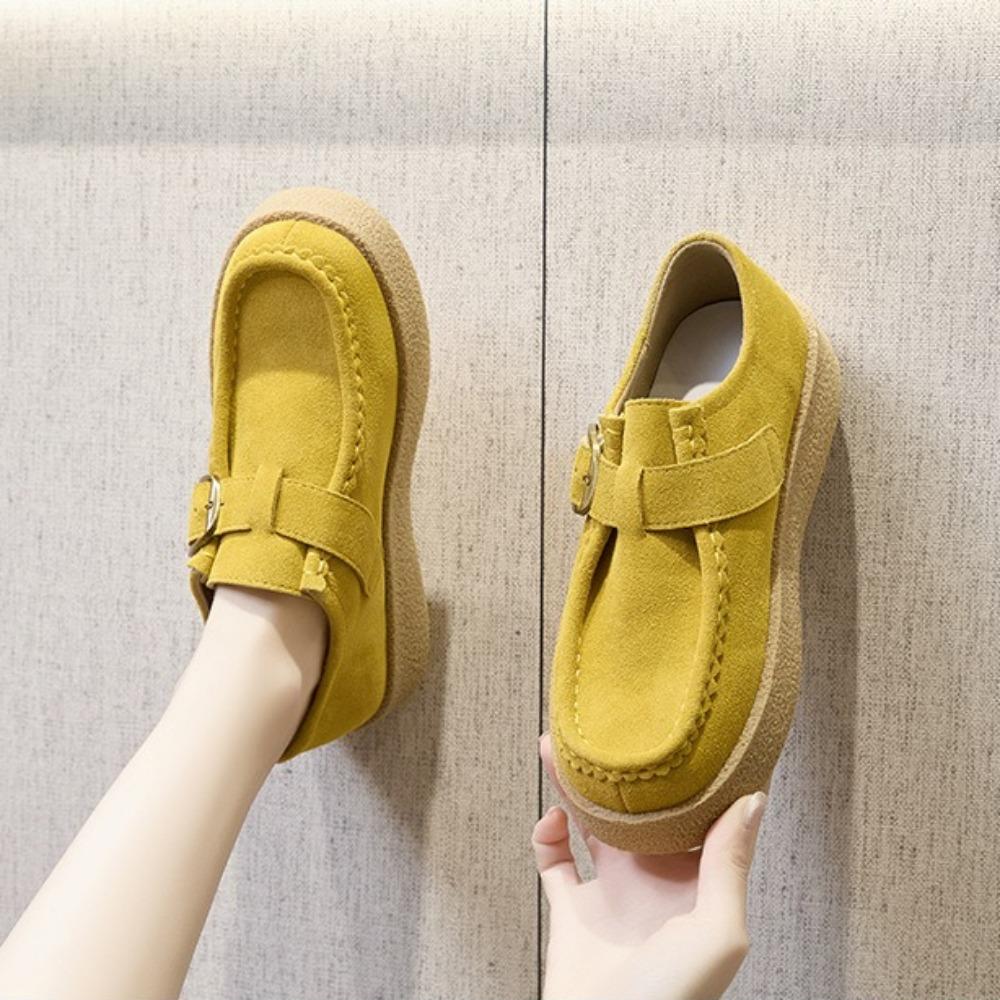 Женские лоферы из натуральной кожи, женская обувь, весенние новые матовые кожаные повседневные туфли, женские туфли на платформе с ремешком и пряжкой