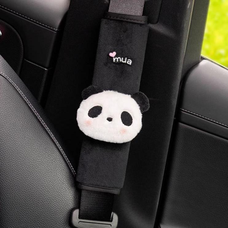 Panda Car Seat Belt Shoulder Protector Cute Backpack Shoulder Protector Decorative Plush Doll Car Accessories Interior Woman