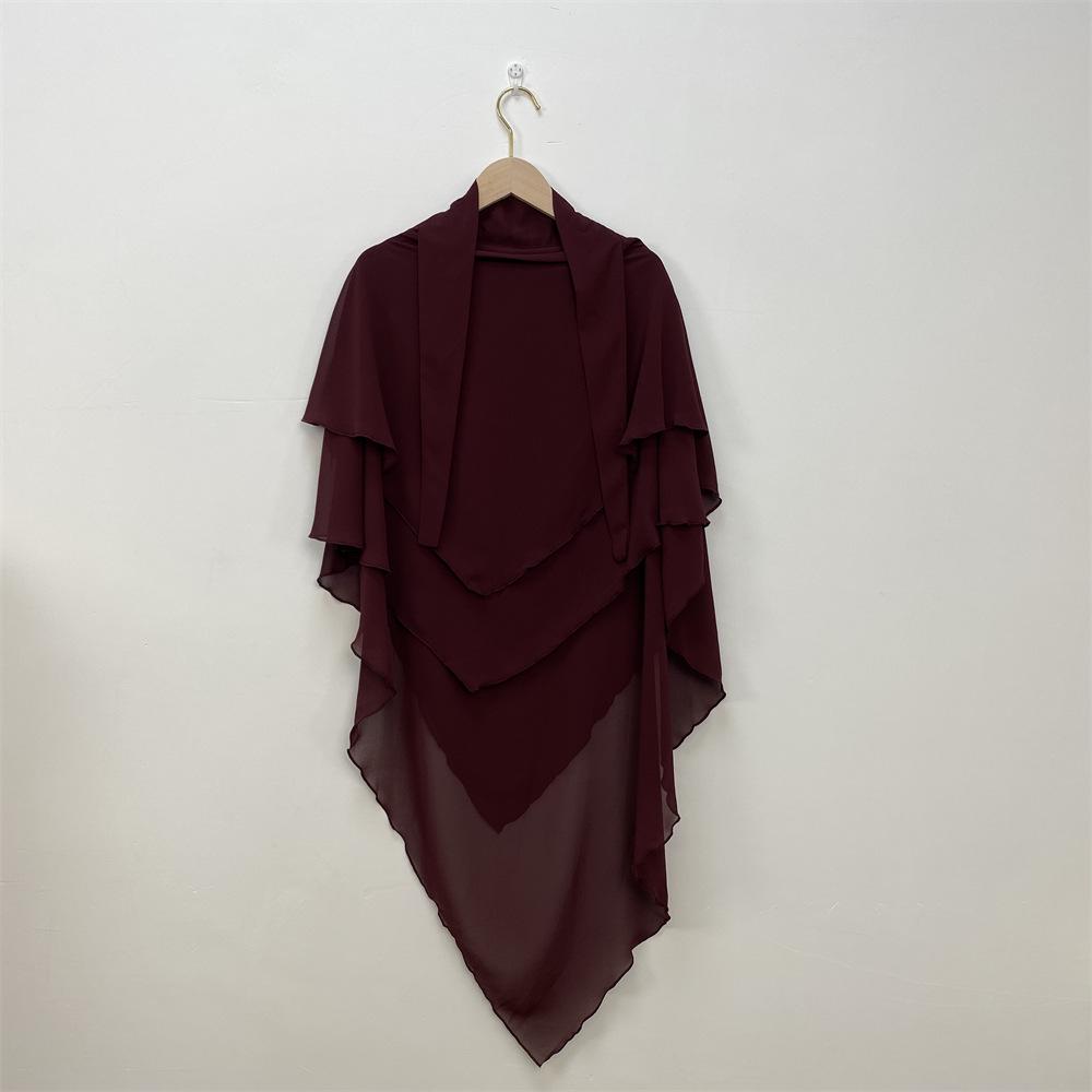 Однотонный двухслойный шифоновый платок на голову — стиль Ближнего Востока, Дубая, Турции. (Большой, 2305)