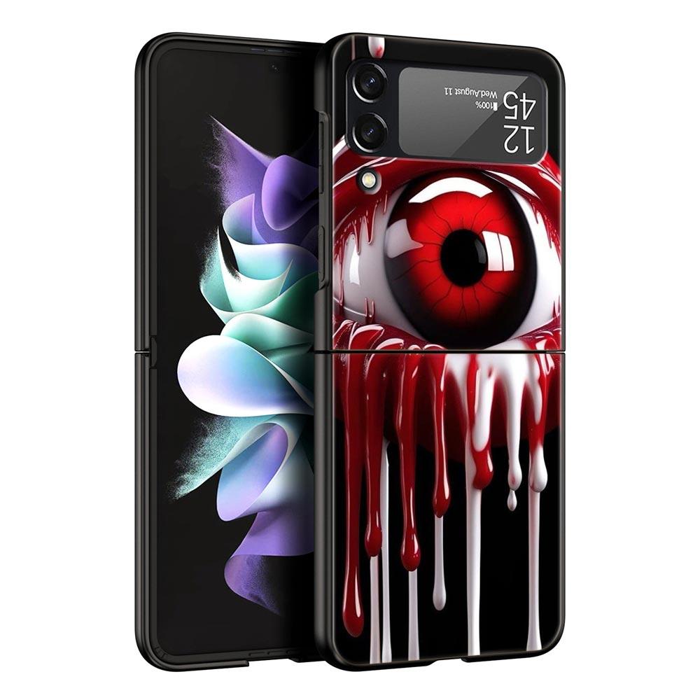 Жуткий Страшный Красный Глаз Жесткий ПК Чехол для Телефона Для Samsung Galaxy Z Flip 7 6 5 4 Черная Крышка Для Galaxy Z Flip 3 Складной Корпус Fundas