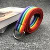 D-shaped Buckle Men Belt Nylon Canvas Waist Belt Trendy Rainbow Canvas Belt  For Jeans