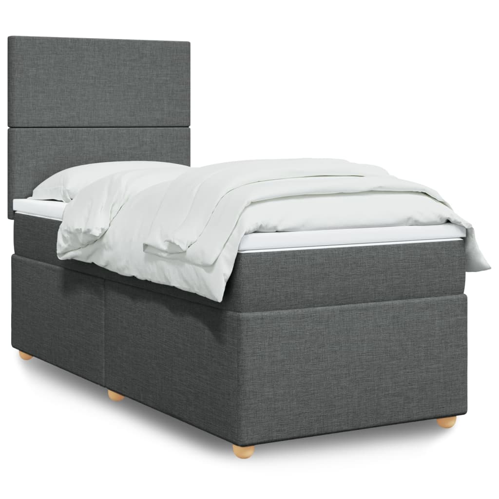 Box Spring Bed with Mattress Dark Gray 90x200 cm Fabric