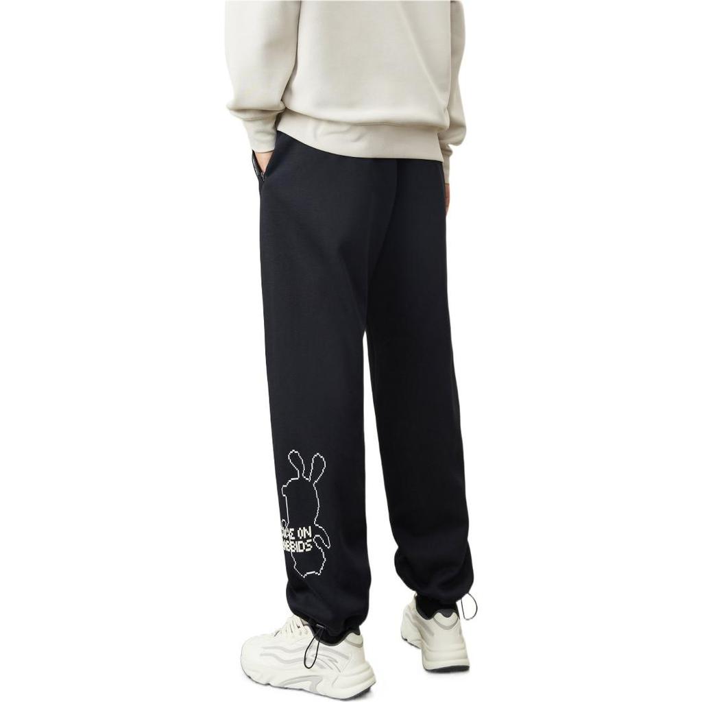 Anta Спортивные штаны мужские черные с принтом логотипа, эластичным поясом на кулиске и манжетами 172248303-6